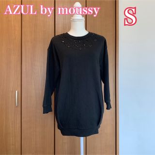 アズールバイマウジー(AZUL by moussy)の最終値下げ★AZUL by moussy マウジー裏微起毛トレーナー黒ワンピース(トレーナー/スウェット)