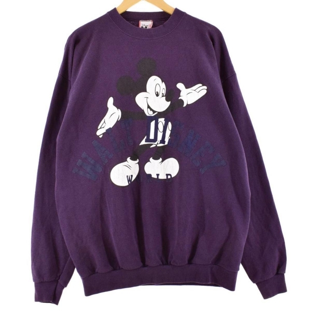 90年代 Disney DESIGNS MICKEY MOUSE ミッキーマウス キャラクタースウェットシャツ トレーナー USA製 メンズXXL ヴィンテージ /eaa289392