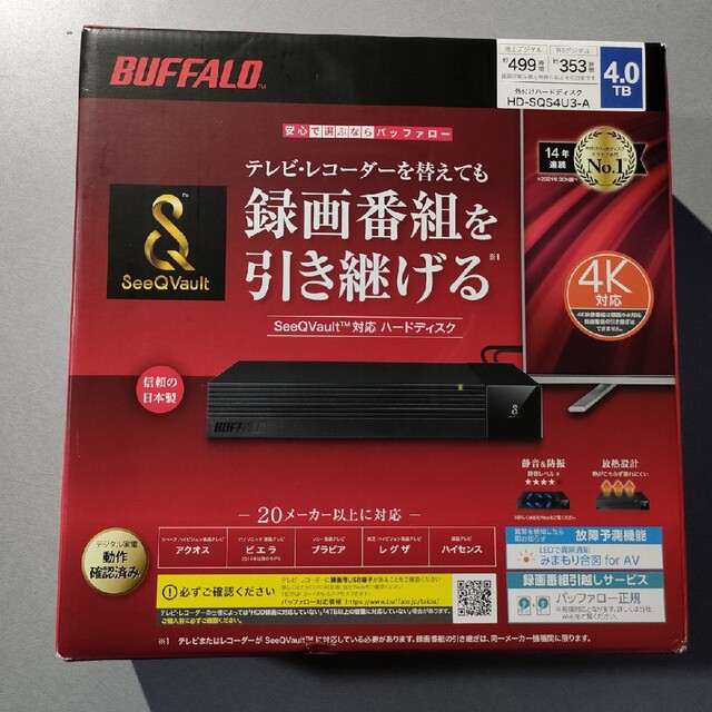 BUFFALO 外付けHDD ブラック 4TB HD-SQS4U3-A無IDE