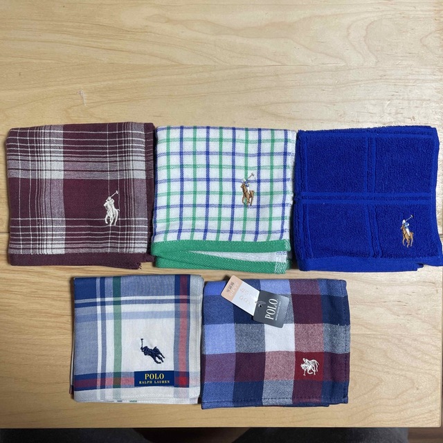 POLO RALPH LAUREN(ポロラルフローレン)のラルフローレン　ハンカチ5枚セット メンズのファッション小物(ハンカチ/ポケットチーフ)の商品写真