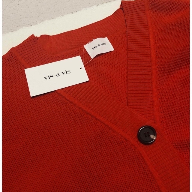 vis-`a-vis(ビザビ)の【新品・タグ付き】ポケット付きメッシュ編みカーディガン レディースのトップス(カーディガン)の商品写真