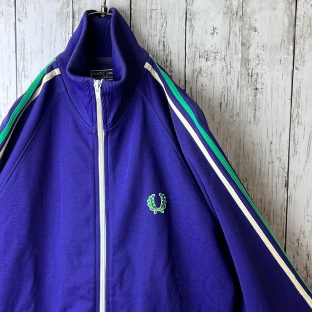 FRED PERRY(フレッドペリー)の【激レア】フレッドペリー ポルトガル製 ジャージ S 紫 パープル 緑 グリーン メンズのトップス(ジャージ)の商品写真