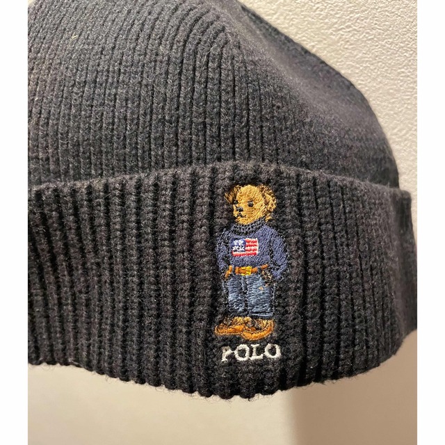 POLO RALPH LAUREN(ポロラルフローレン)のポロベア　ニット帽　ブラック レディースの帽子(ニット帽/ビーニー)の商品写真