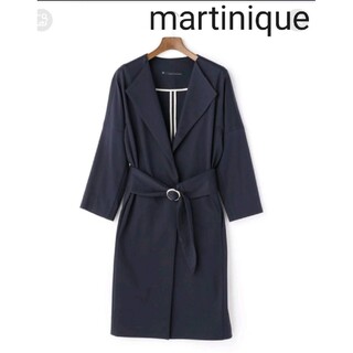 マルティニークルコント(martinique Le Conte)のマルティニーク ベルト付きロングコート スプリングコート ネイビー 紺(ロングコート)