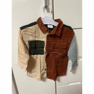 ザラキッズ(ZARA KIDS)のzara ザラ 配色コーデュロイシャツ 80cm(シャツ/カットソー)