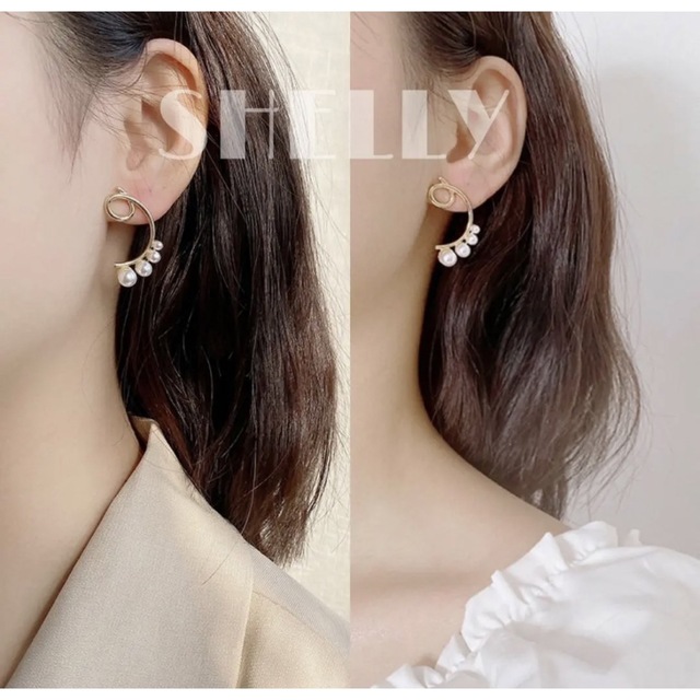 新年の贈り物 パール 2粒 2つ くるりん ピアス 上品 一粒ピアス 華やか くるりん パール ピアス シンプル さりげなく上品に♡ 一粒ピアス 2way