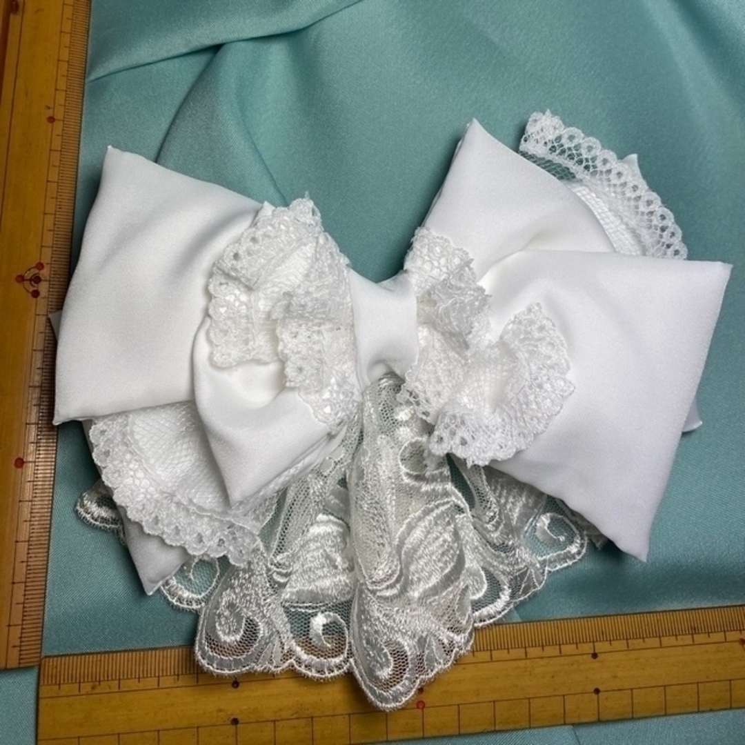白リボン ヘアアクセサリー レースリボン 成人式 結婚式 髪飾り ヘッドドレス 3