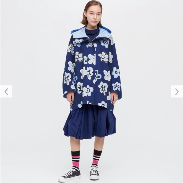 UNIQLO(ユニクロ)の新品 未使用 ユニクロ MARNI ブロックテックハーフコート S ブルー レディースのジャケット/アウター(ロングコート)の商品写真