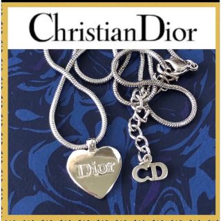 クリスチャンディオール(Christian Dior)のクリスチャンディオール Diorロゴネックレス　ハートモチーフ　シルバー(ネックレス)