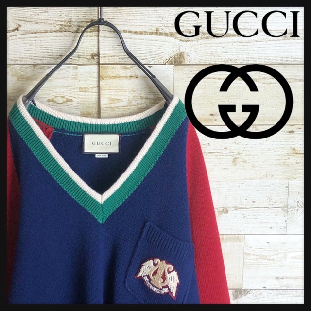 ブランド雑貨総合 ニット グッチ GUCCI 希少 即完売 Gucci セーター 美品 刺繍入り マルチカラー ニット+セーター 