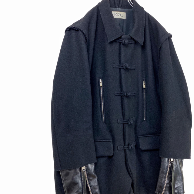 【レア】キディル チャイナ 袖 レザー 切替 コート メンズ 46 メンズのジャケット/アウター(その他)の商品写真