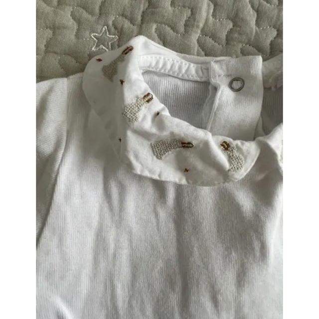 ZARA KIDS(ザラキッズ)のZARA 長袖ロンパース　刺繍襟　68 ホワイト 白 キッズ/ベビー/マタニティのベビー服(~85cm)(ロンパース)の商品写真