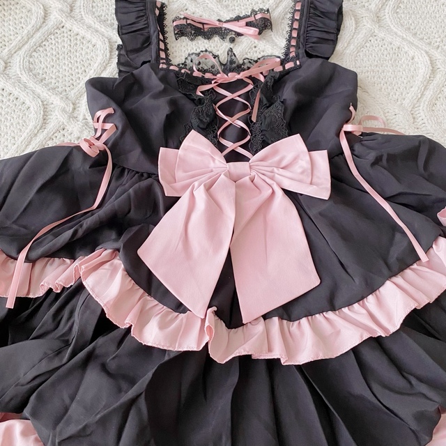 地雷ドレス　黒ピンク　アイドル衣装
