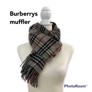 バーバリー(BURBERRY)のBurberrys バーバリーズ　マフラー　ストール　ノバチェック　ウール　灰色(マフラー/ショール)