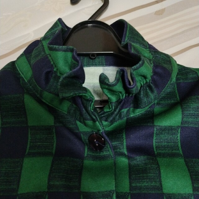 専用！大きいサイズ☆ジャケット カーディガン チェック柄 緑 レディースのトップス(カーディガン)の商品写真