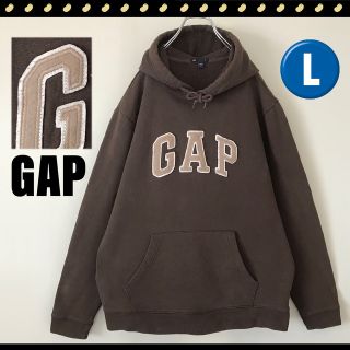 ギャップ(GAP)のGAP★アーチロゴ★アップリケ★ブラウン★スウェットパーカー★身幅63cm★L(パーカー)