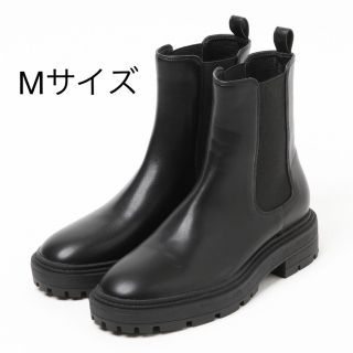 グローバルワーク(GLOBAL WORK)の【美品】グローバルワーク らくっション厚底サイドゴアブーツ ブラック Mサイズ(ブーツ)