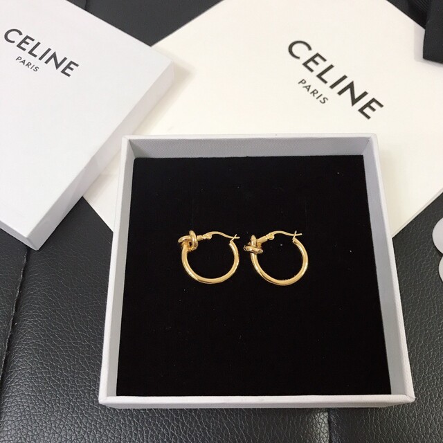 CELINE(セリーヌ)ノットスモールフープピアス ゴールド 独創的 51.0