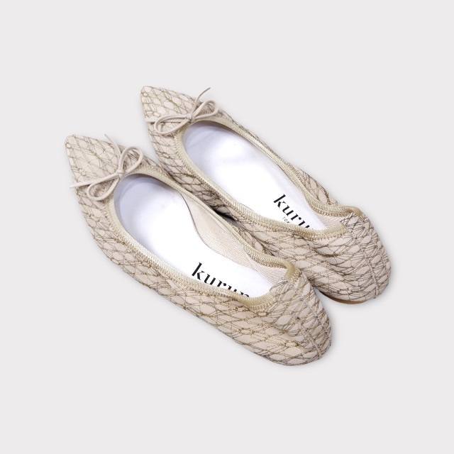 kurun【Mathilde PremiumLaceSuede cream】 レディースの靴/シューズ(バレエシューズ)の商品写真