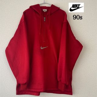 ナイキ(NIKE)のNIKE 90s 銀タグ ハーフジップ ジャージ 赤 フロントビッグロゴ刺繍(ジャージ)