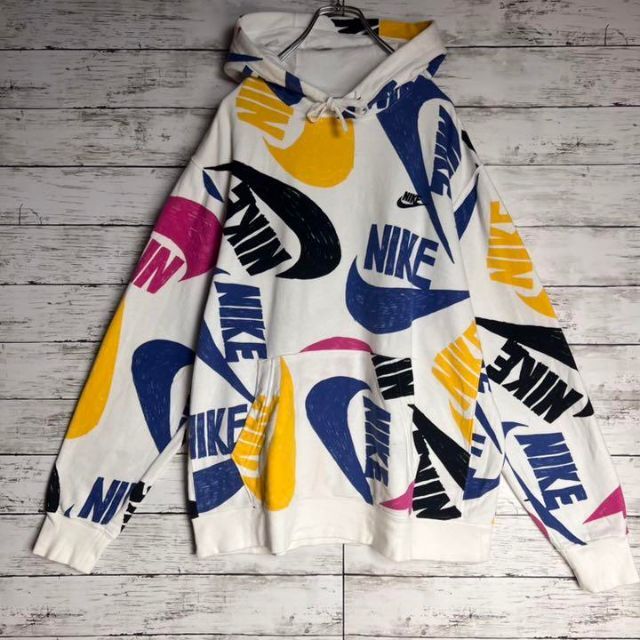 【超希少サイズ】 NIKE 2XL ロゴ満載 マルチカラー 入手困難 パーカー