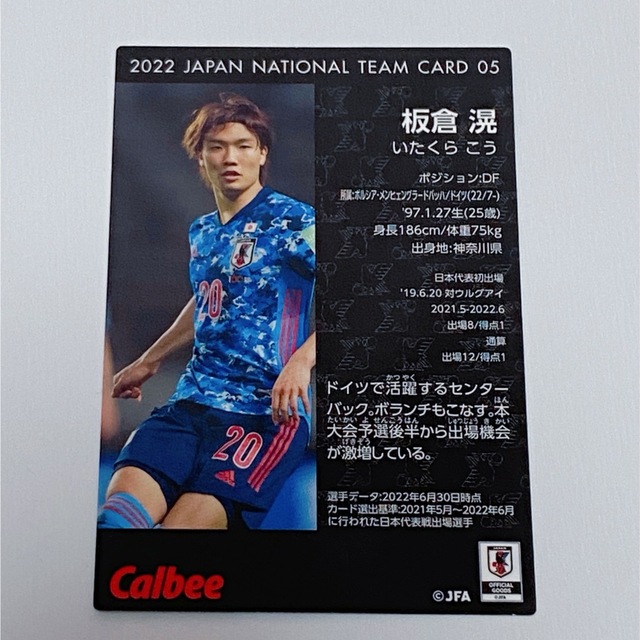 カルビー(カルビー)のサッカー日本代表チームチップス2022板倉滉カード エンタメ/ホビーのタレントグッズ(スポーツ選手)の商品写真