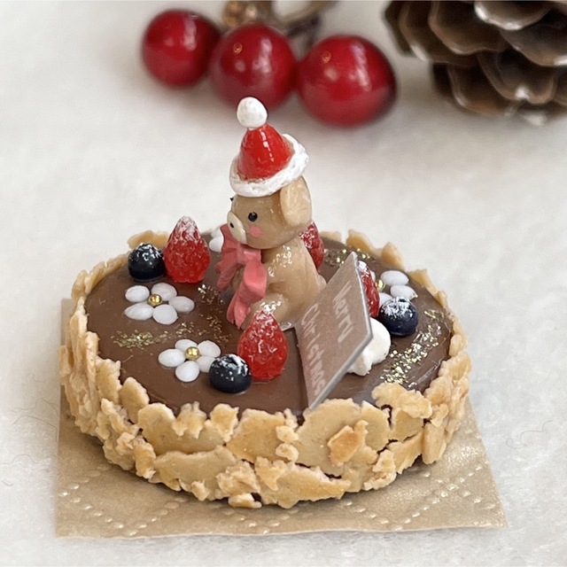 ミニチュアスイーツ チョコレートくまさんXmasケーキ♡ - おもちゃ