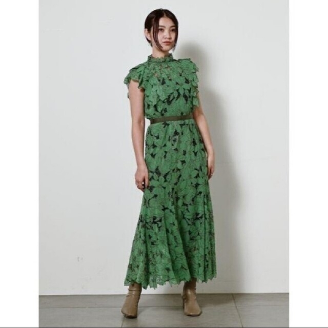カッティングレースワンピース グリーン 0 人気アイテム 51.0%OFF