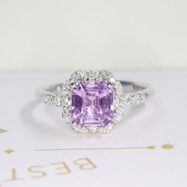 天然ピンクパープル サファイア  ダイヤ リング1.05ct k18 f