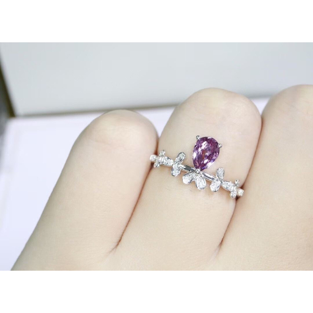 天然 パパラチアサファイア ダイヤ リング1.11ct k18 f