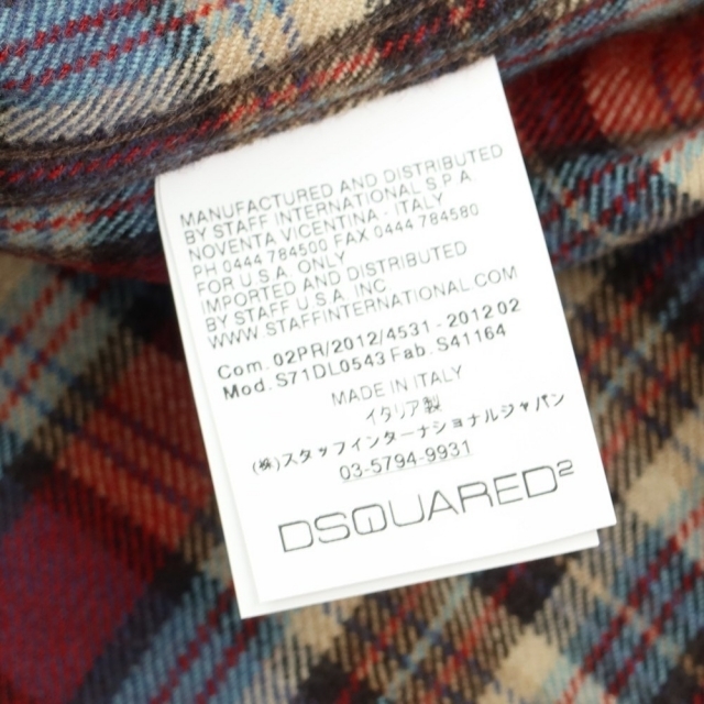 DSQUARED2(ディースクエアード)の【中古】【未使用】ディースクエアード DSQUARED2 Dan ウール チェック ボタンダウンシャツ【サイズ52】【メンズ】 メンズのトップス(シャツ)の商品写真