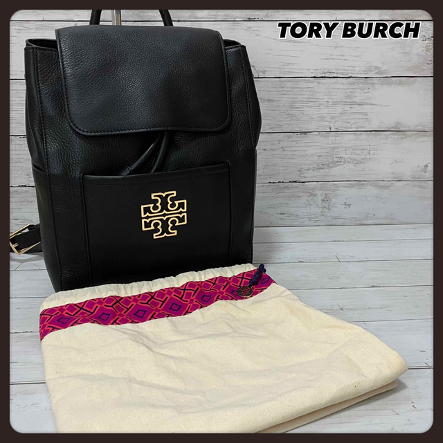 Tory Burch(トリーバーチ)の☆美品☆ トリーバーチ リュック バックパック オールレザー 黒 A4可 レディースのバッグ(リュック/バックパック)の商品写真