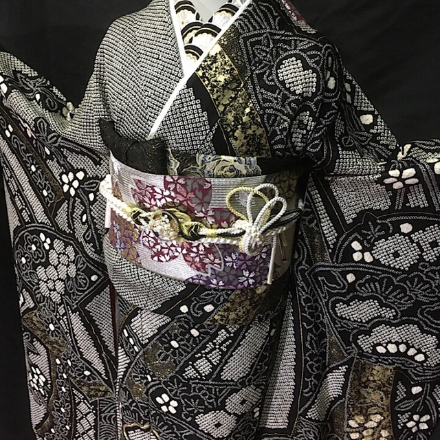 IP65防水 新品 未仕立て 西陣織 袋帯 花丸松川菱紋 華小袖 京都 着物