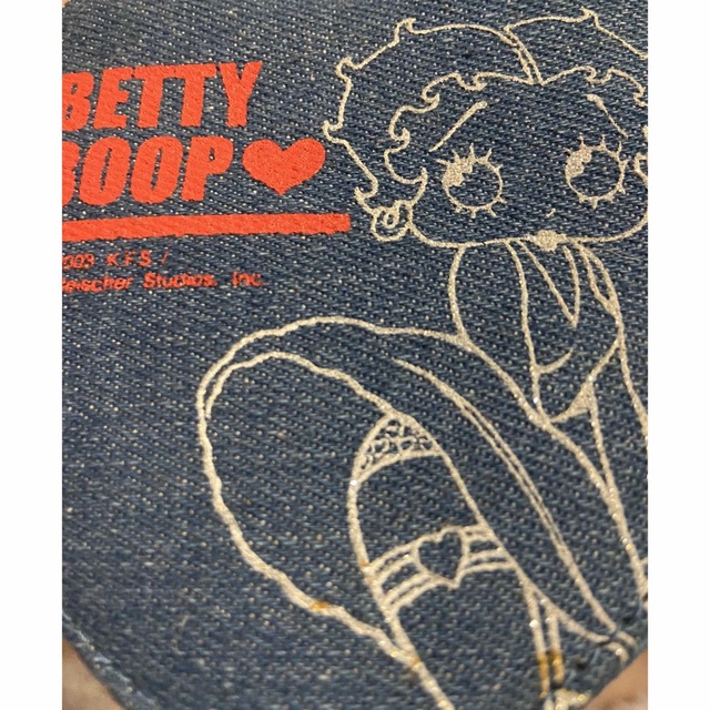 ベティブープ　Bettyboop デニムフラットポーチと丸型ミラー　長期保管 レディースのファッション小物(ミラー)の商品写真
