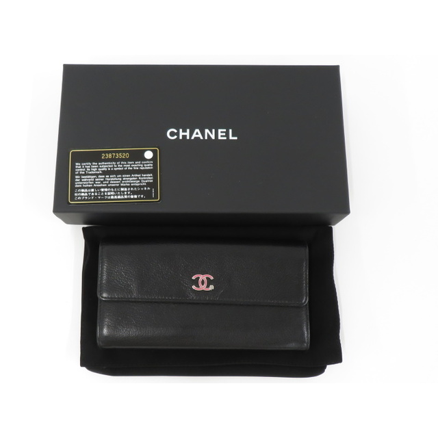 CHANEL(シャネル)のシャネル　ココマーク ラッキークローバー 二つ折り長財布 レザー ブラック レディースのファッション小物(財布)の商品写真