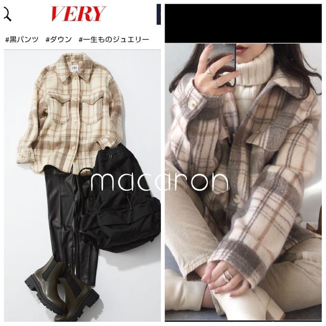 ZARA(ザラ)のZARAザラVERY掲載SNS大人気チェック柄コート厚手シャツジャケット雑誌掲載 レディースのジャケット/アウター(その他)の商品写真