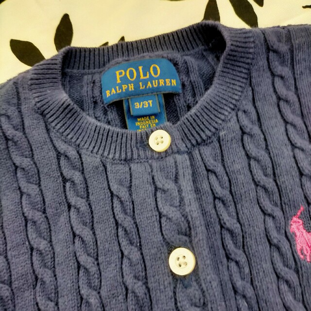 POLO RALPH LAUREN(ポロラルフローレン)のラルフローレン POLO カーディガン ネイビー 3T キッズ/ベビー/マタニティのキッズ服女の子用(90cm~)(カーディガン)の商品写真