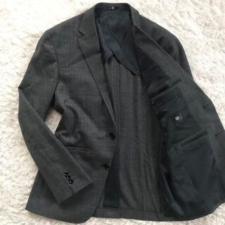 スーツカンパニー(THE SUIT COMPANY)のスーツセレクト　テーラードジャケット　チェック柄　ダークグレー　L(テーラードジャケット)