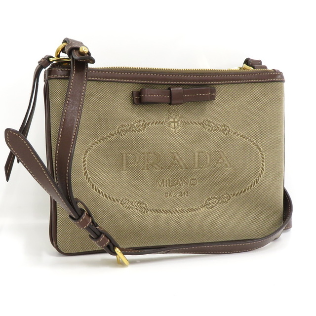 PRADA(プラダ)のPRADA ショルダーバッグ キャンバス ブラウン ベージュ 1BH046 レディースのバッグ(ショルダーバッグ)の商品写真