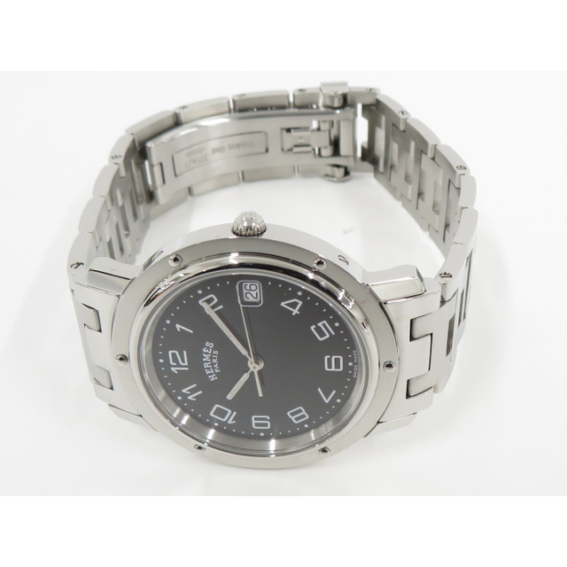 Hermes(エルメス)のHERMES クリッパー メンズ 腕時計 SS クオーツ ブラック文字盤 メンズの時計(腕時計(アナログ))の商品写真