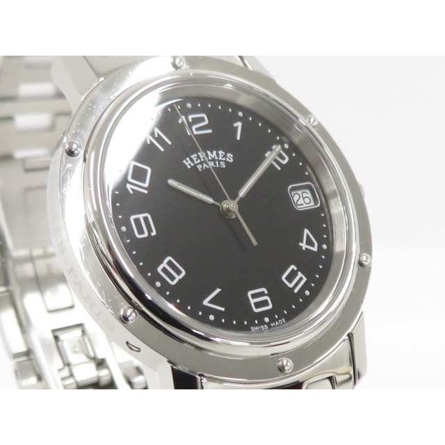 Hermes(エルメス)のHERMES クリッパー メンズ 腕時計 SS クオーツ ブラック文字盤 メンズの時計(腕時計(アナログ))の商品写真