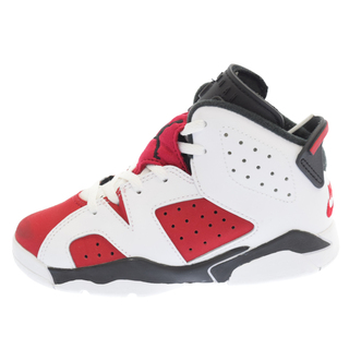 ナイキ(NIKE)のNIKE ナイキ  JORDAN 6 RETRO PS CARMINE ジョーダン レトロ カーマイン　ベビーシューズ　子供靴 384666-106　ホワイト/レッド　11C(スニーカー)