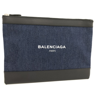 Balenciaga - BALENCIAGA クラッチバッグ ネイビークリップM レザー
