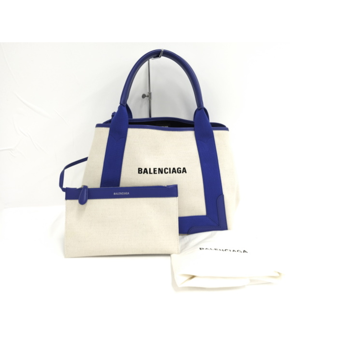 BALENCIAGA ネイビーカバ S トートバッグ ポーチ付 キャンバス