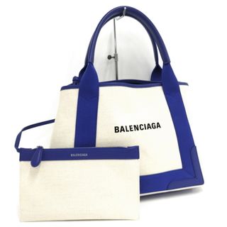 バレンシアガ(Balenciaga)のBALENCIAGA ネイビーカバ S トートバッグ ポーチ付 キャンバス(トートバッグ)