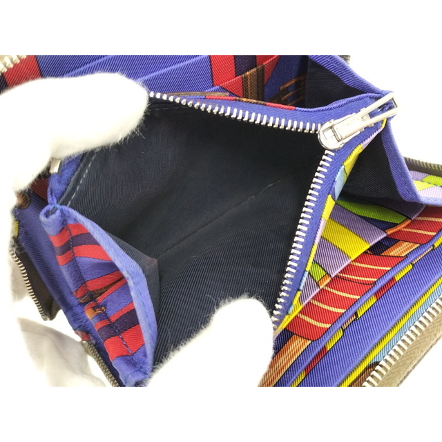 HERMES ラウンドファスナー財布 アザップシルクイン レザー モカ系 - 財布