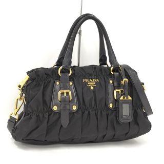 プラダ(PRADA)のPRADA 2WAYショルダーバッグ ギャザー ナイロン ブラック BN1407(その他)