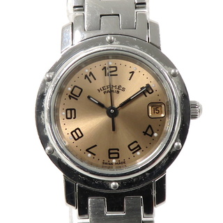 エルメス(Hermes)のHERMES 腕時計 クリッパー クオーツ SS ピンク文字盤 CL4.210(腕時計)