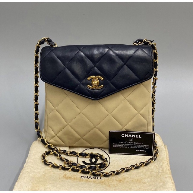 安い購入 CHANEL バイカラー チェーンショルダーバッグ マトラッセ