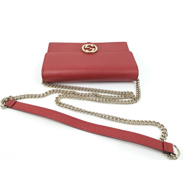 GUCCI チェーンウォレット ショルダーバッグ インターロッキングG レザー GUCCI チェーンウォレット ショルダーバッグ インターロッキングG レザー
